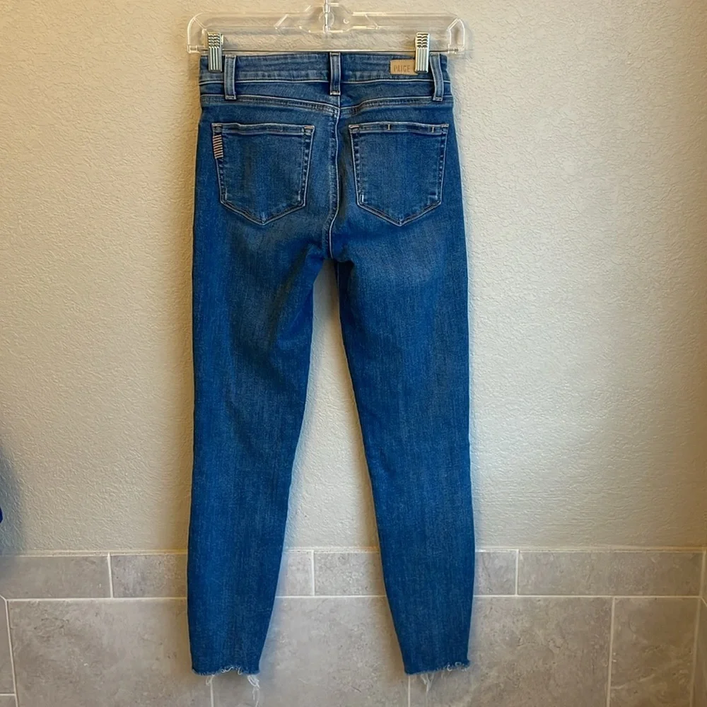 Paige Verdugo Ankle Skinny Jeans Distressed Hem